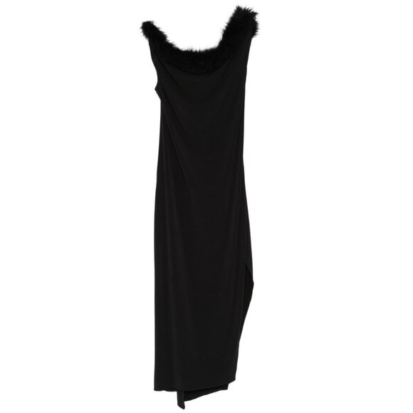 Coperni Feather Boa Jersey Midi Dress in Black 42 New Womens Backless - Picture 11 of 16